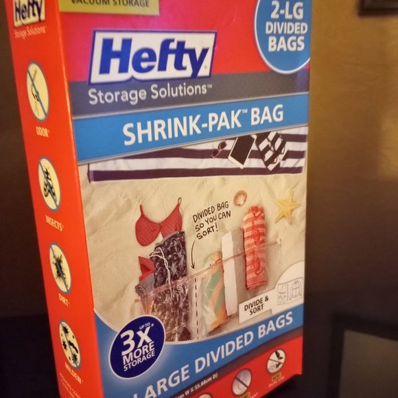 Hefty Storage Solutions Shrink Pak Bags 2 Total Large Divided Bags 2 x 2-Packs - Picture 13 of 13